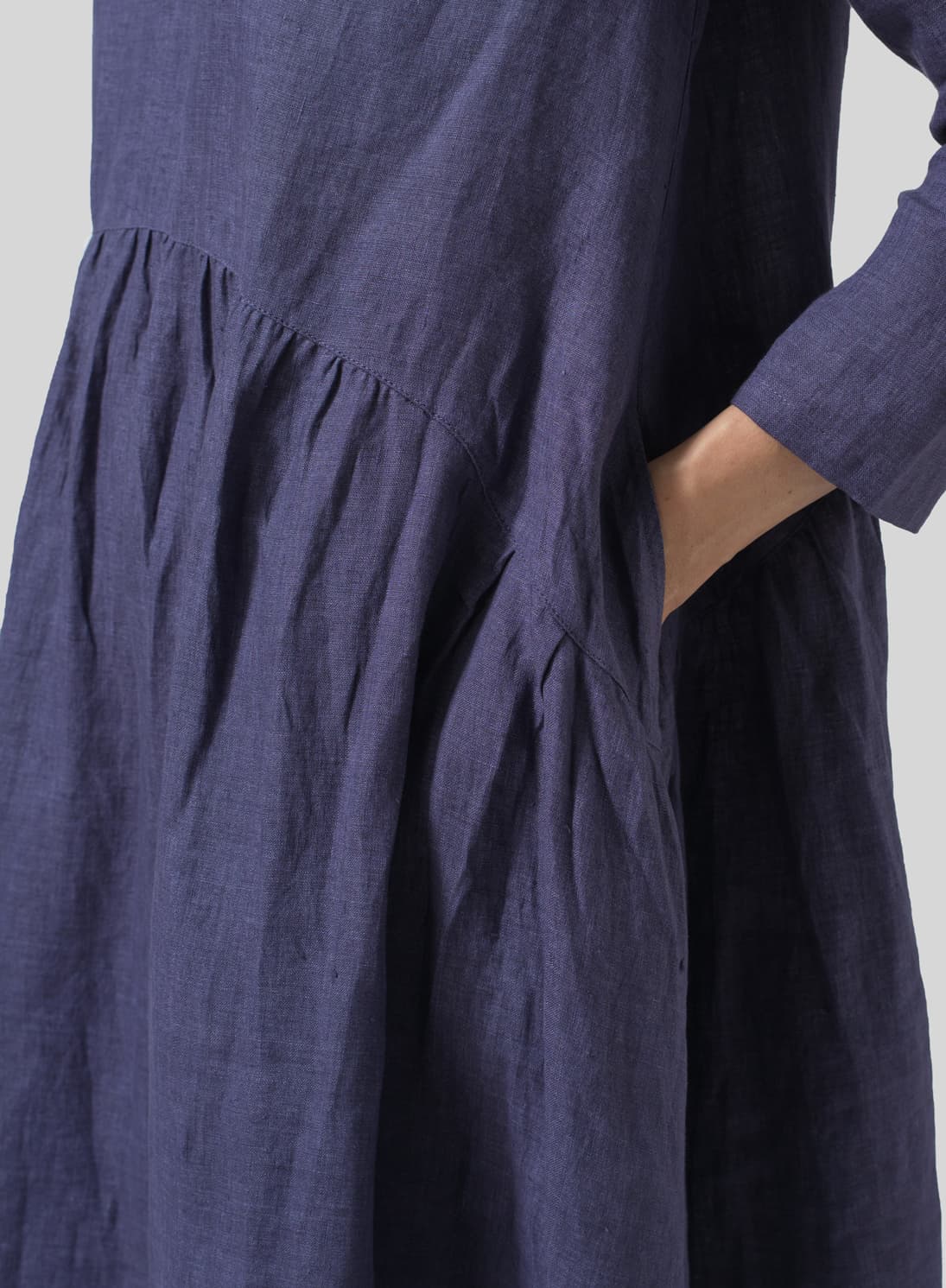PURPLE LINEN A LINE LONG TOP
