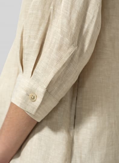 TWO TONE OAT LINEN CLASSIC SHIRT TUNIC