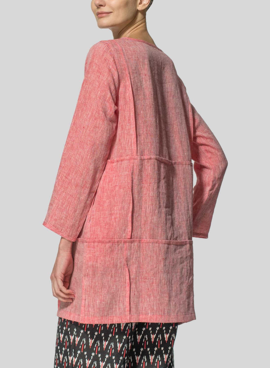 TWO TONE RED LINEN DOLL TUNIC