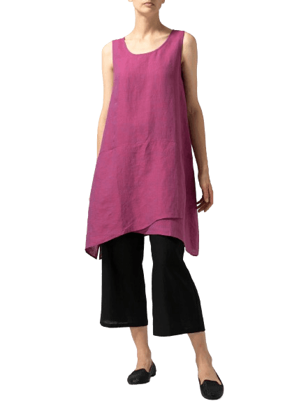 RED VIOLET LINEN MIDI DRESS