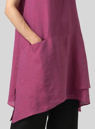 RED VIOLET LINEN MIDI DRESS