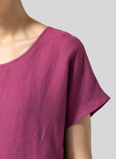 RED VIOLET LINEN MIDI DRESS