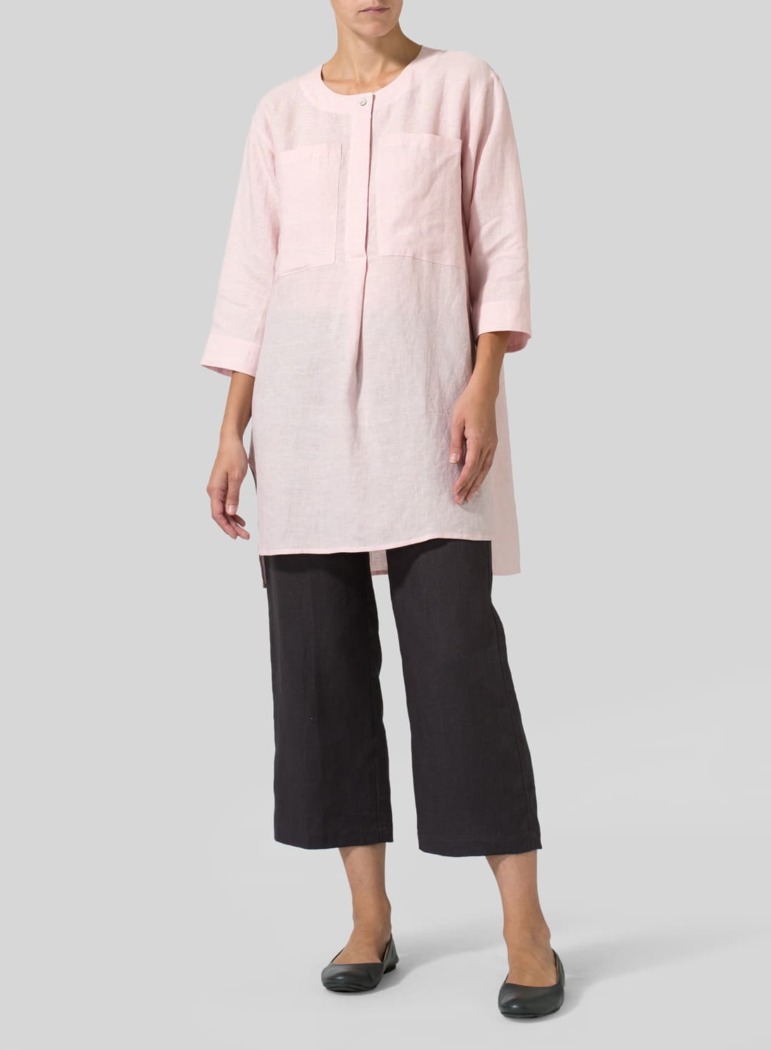 BABY PINK LINEN CHEST POCKET TUNIC