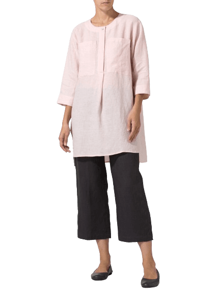 BABY PINK LINEN CHEST POCKET TUNIC