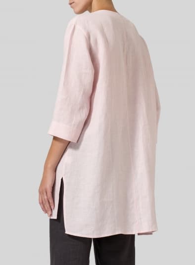 BABY PINK LINEN CHEST POCKET TUNIC