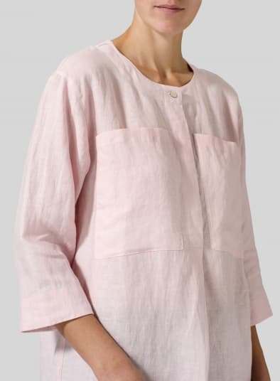 BABY PINK LINEN CHEST POCKET TUNIC