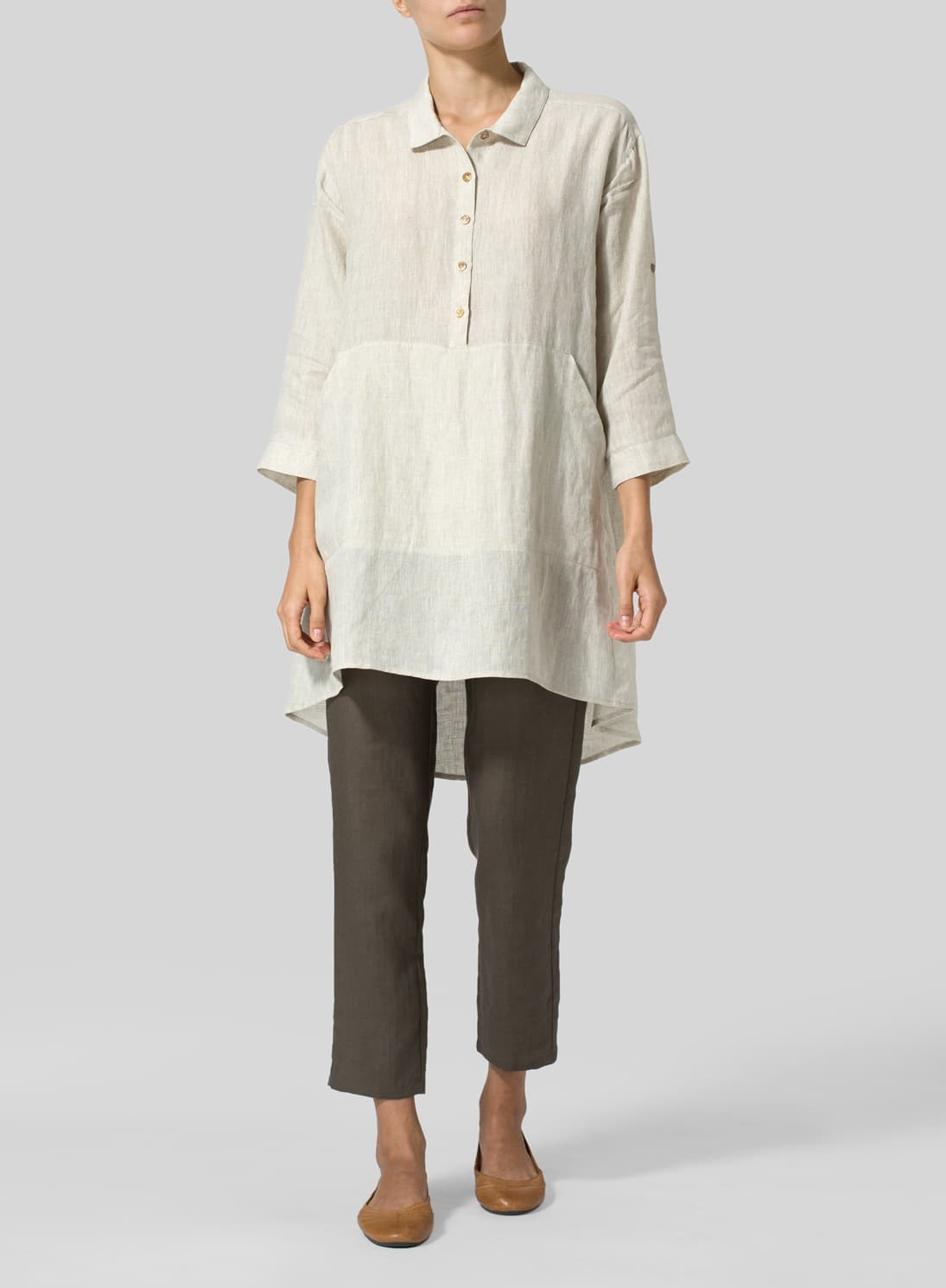 OAT LINEN CLASSIC COLLAR A SHAPE TUNIC