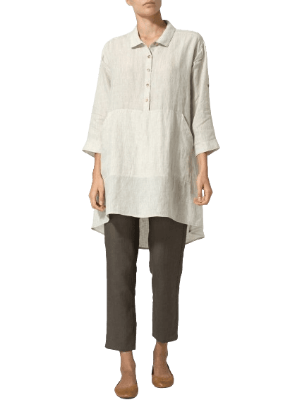 OAT LINEN CLASSIC COLLAR A SHAPE TUNIC