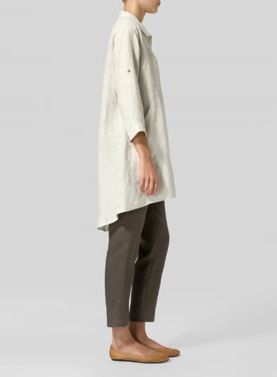 OAT LINEN CLASSIC COLLAR A SHAPE TUNIC
