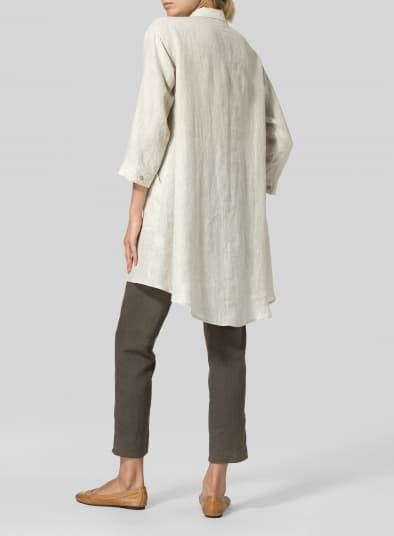 OAT LINEN CLASSIC COLLAR A SHAPE TUNIC