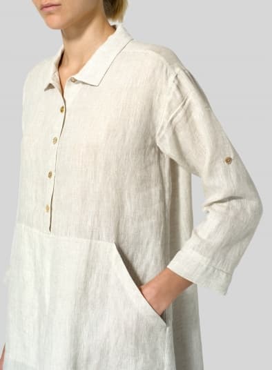 OAT LINEN CLASSIC COLLAR A SHAPE TUNIC