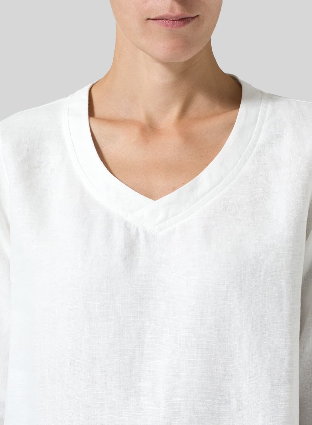 WHITE LINEN LONG SLEEVE MONK DRESS