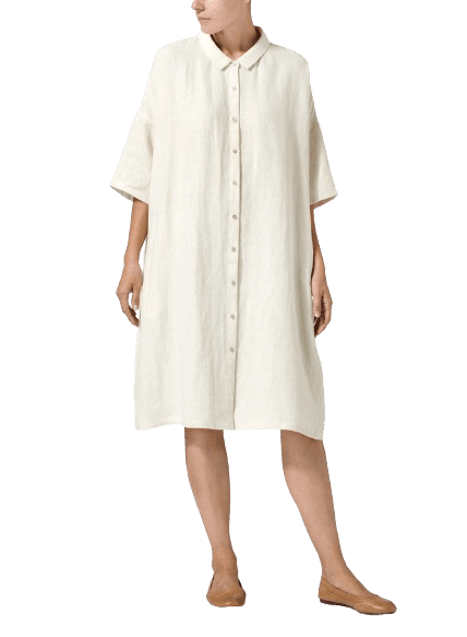 LIGHT OAT LINEN CLASSIC COLLAR OVERSIZED TUNIC