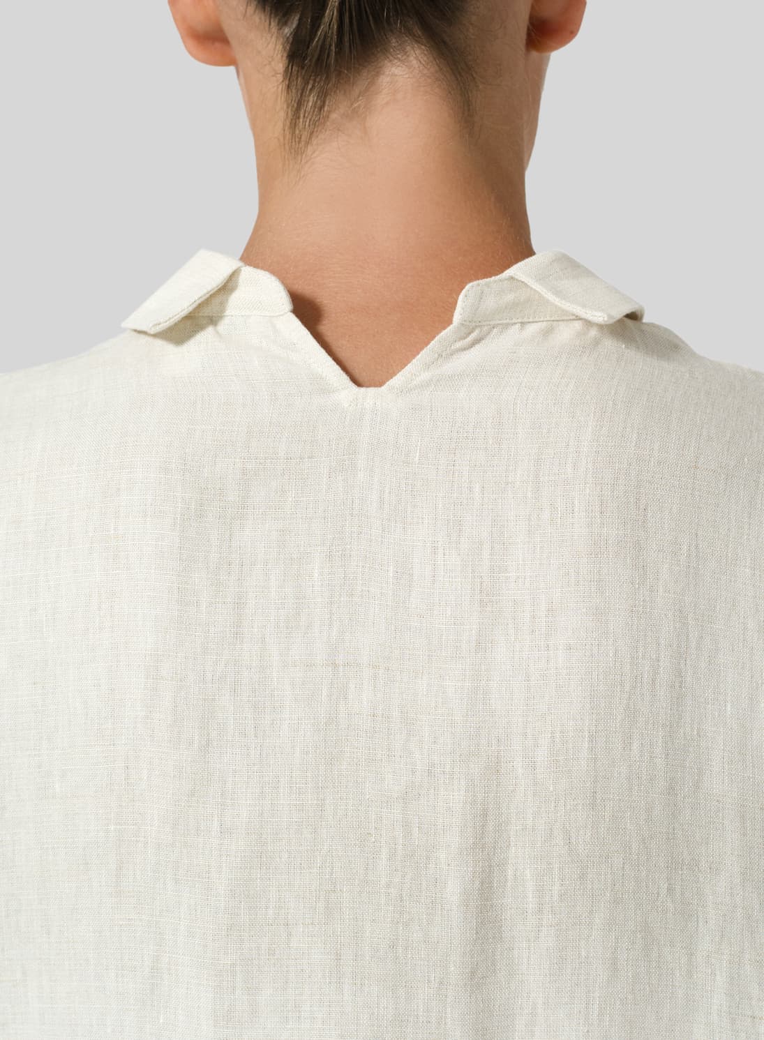 LIGHT OAT LINEN CLASSIC COLLAR OVERSIZED TUNIC