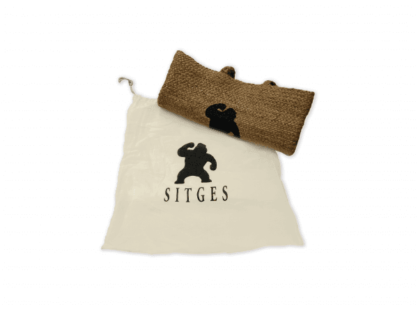 CHIMP PRINT RAINBOW STRIPE JUTE BAG