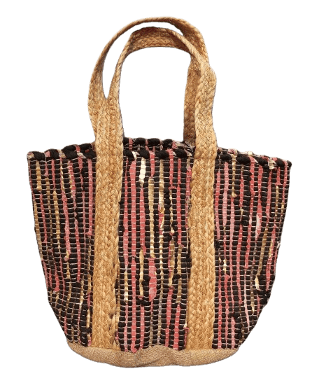 Red Black Leather Beach Bag