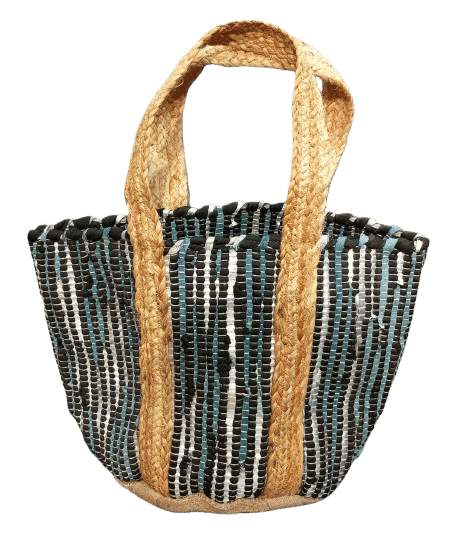 Black Silver Leather Beach Bag