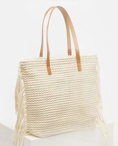 Textured Tote Bag with Double Handle