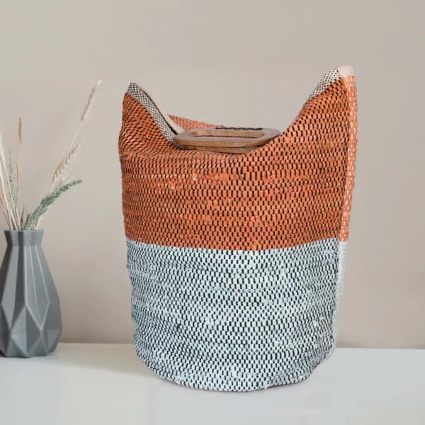 Two Tone Recycled Cotton and Jute Tote Bag