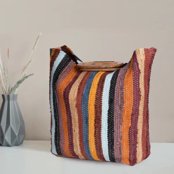 Recycled Cotton and Jute Stripe Bag