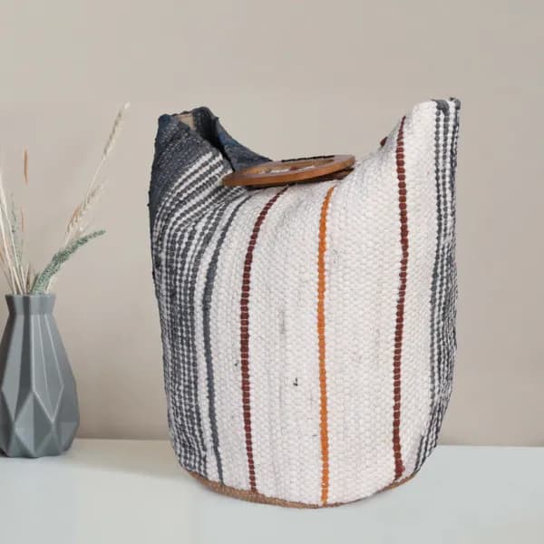Recycled Cotton and Jute Stripe Bag 