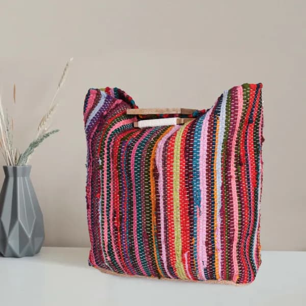 Recycled Cotton and Jute Stripe Bag
