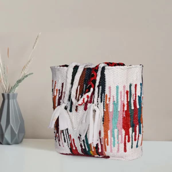 Geometric Multicolor Cotton Jute Bag