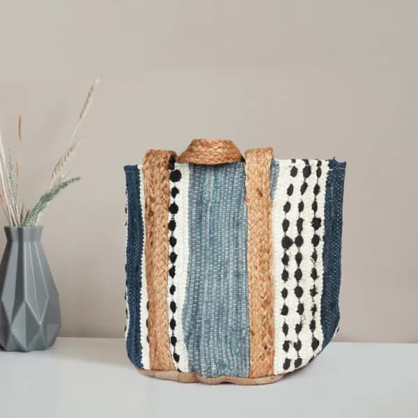 Striped Multicolor Jute Tote Bag