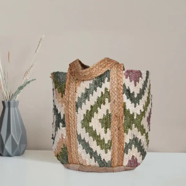 Striped Multicolor Jute Tote Bag