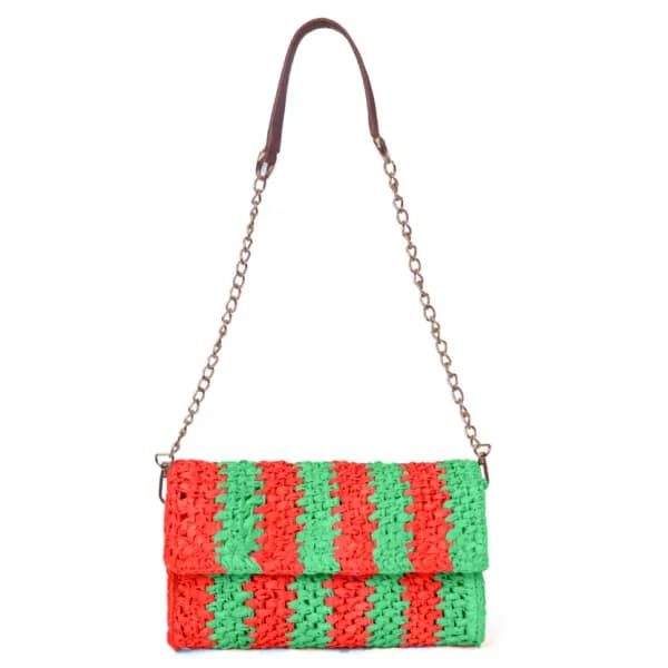 Crimson Meadow Ash Raffia Carry Clutch 