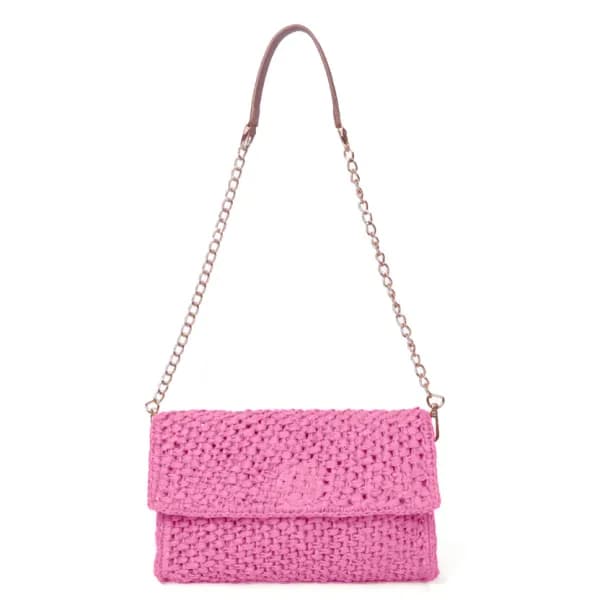 Fuchsia Pink Scarlet Raffia Carry: The Ultimate 2-in-1 Wallet and Clutch Solid
