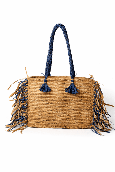 Shoulder Bag Elara, Natural/Blue