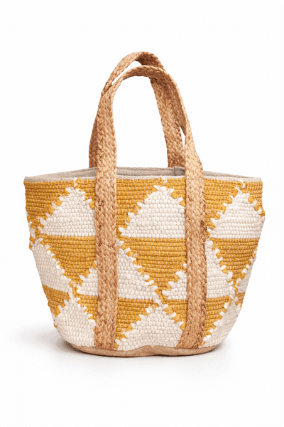 Mustard Triangle Cotton Beach Bag