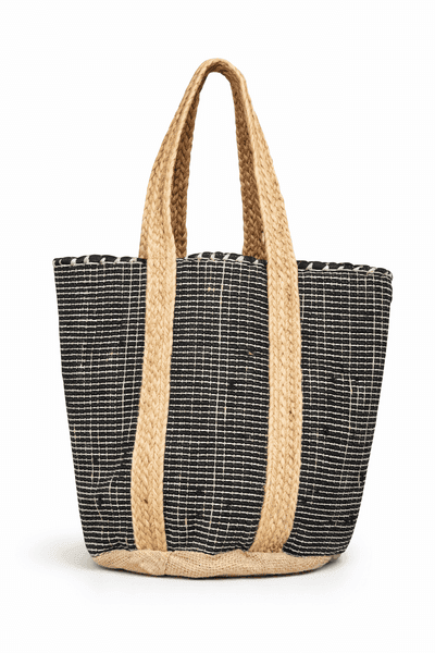 Bag Shopper Beach bag black with beige