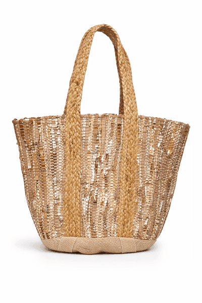Gold Upcyled Leather Tote Bag