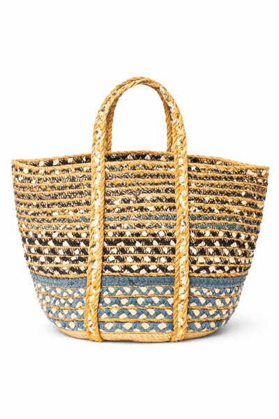 CHINDI AND JUTE BRAIDED TOTE BAG