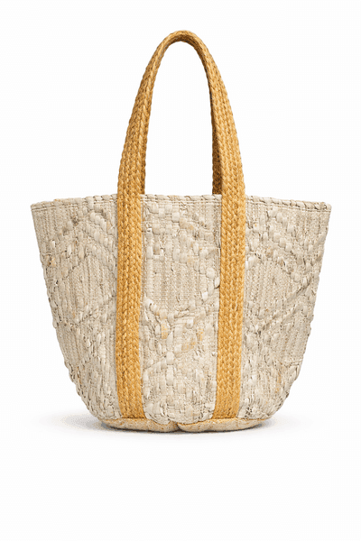 Reclaim Weave Leather & Jute Tote Bag