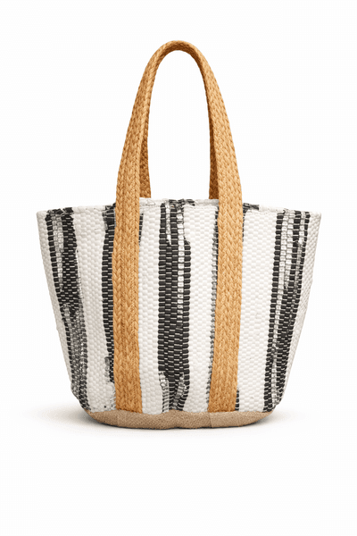 Mono Weave Recycled Cotton & Jute Tote Bag