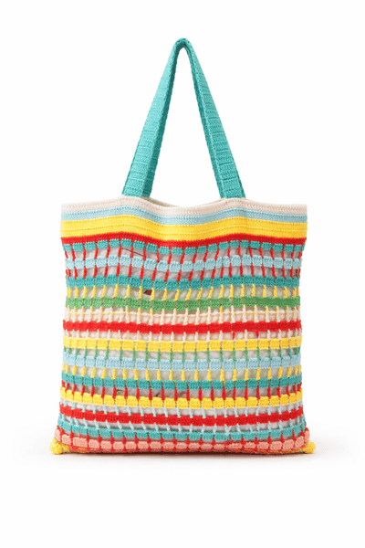 Aqua Fiesta Crochet Tote