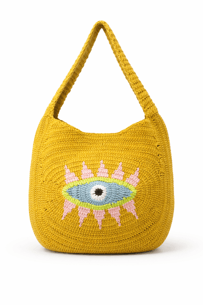 Golden Nazar Crochet Hobo