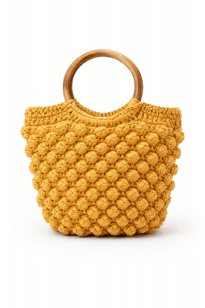 Mustard Pebble Crochet Ring Bag