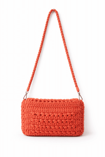 Coral Ember Crochet Crossbody