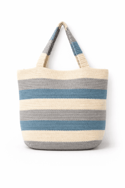 Ocean Breeze Stripe Crochet Tote