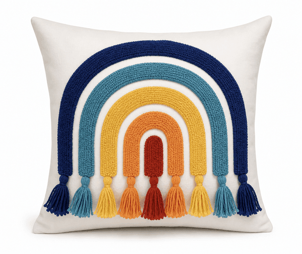 Rainbow Arc Tassel Cushion Cover