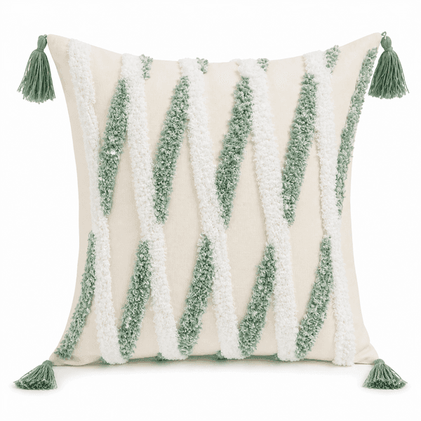 Mint Wave Textured Cushion Cover