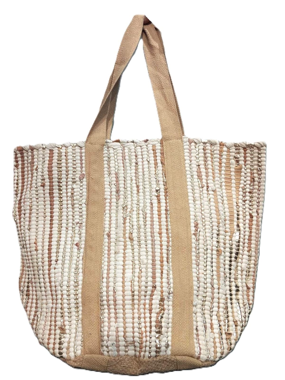 Off White Cotton mix Leather Bag