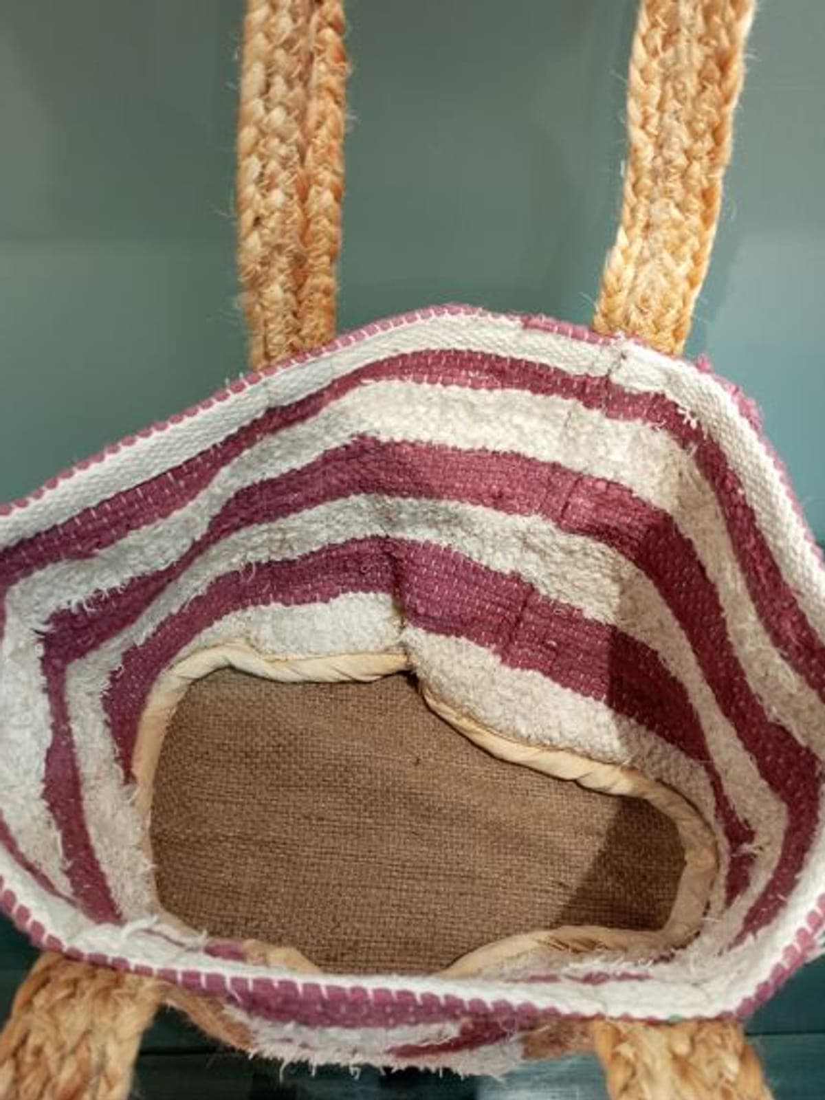 Old Rose Wide Stripe Cotton Beach Bag