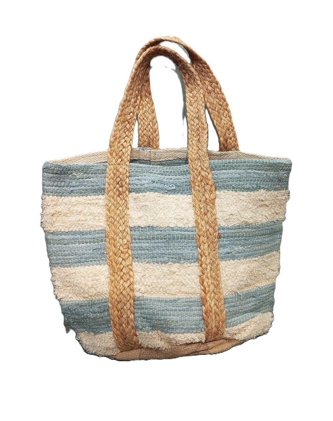 Sky Wide Stripe Cotton Beach Bag