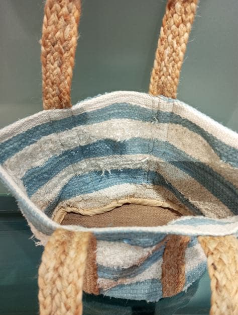 Sky Wide Stripe Cotton Beach Bag
