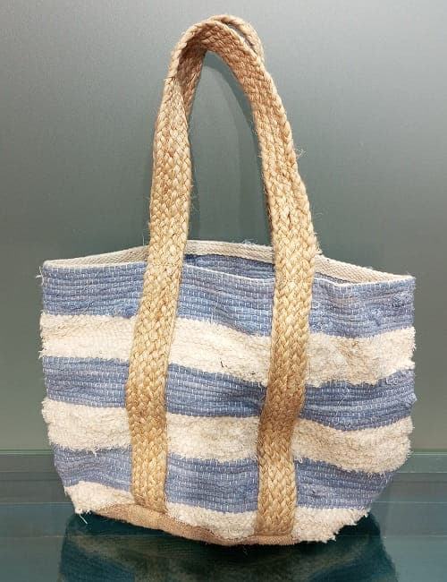 Stone Wide Stripe Cotton Beach Bag